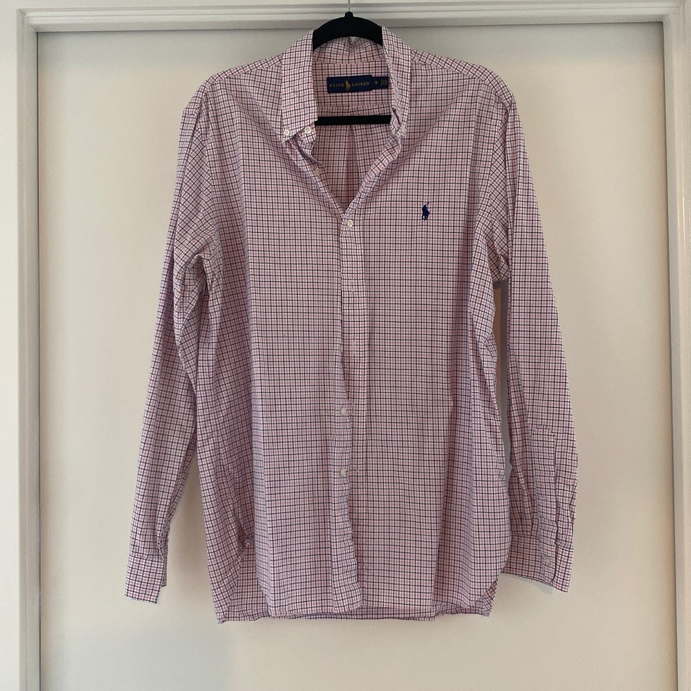 Pink and navy dress shirt